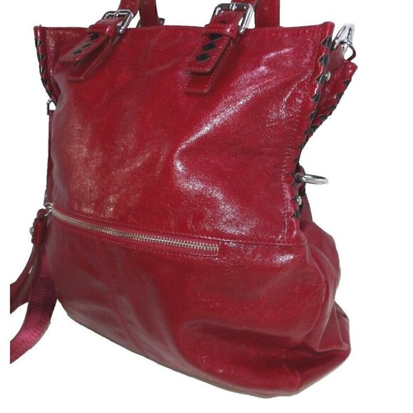 VICENZO red leather tote, shoulder bag, handbag, purse - Picture 7 of 10
